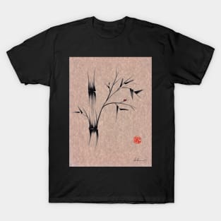 The Ladybug Sleeps - india ink brush pen bamboo drawing T-Shirt